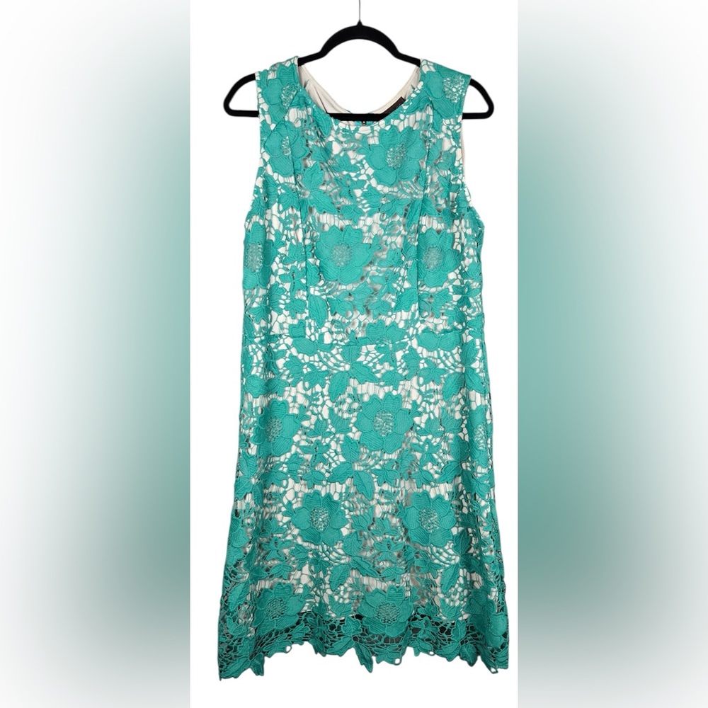 Trulli Chic Teal Floral Lace Sleeveless Crocheted Lace Dress! NWOT💕
